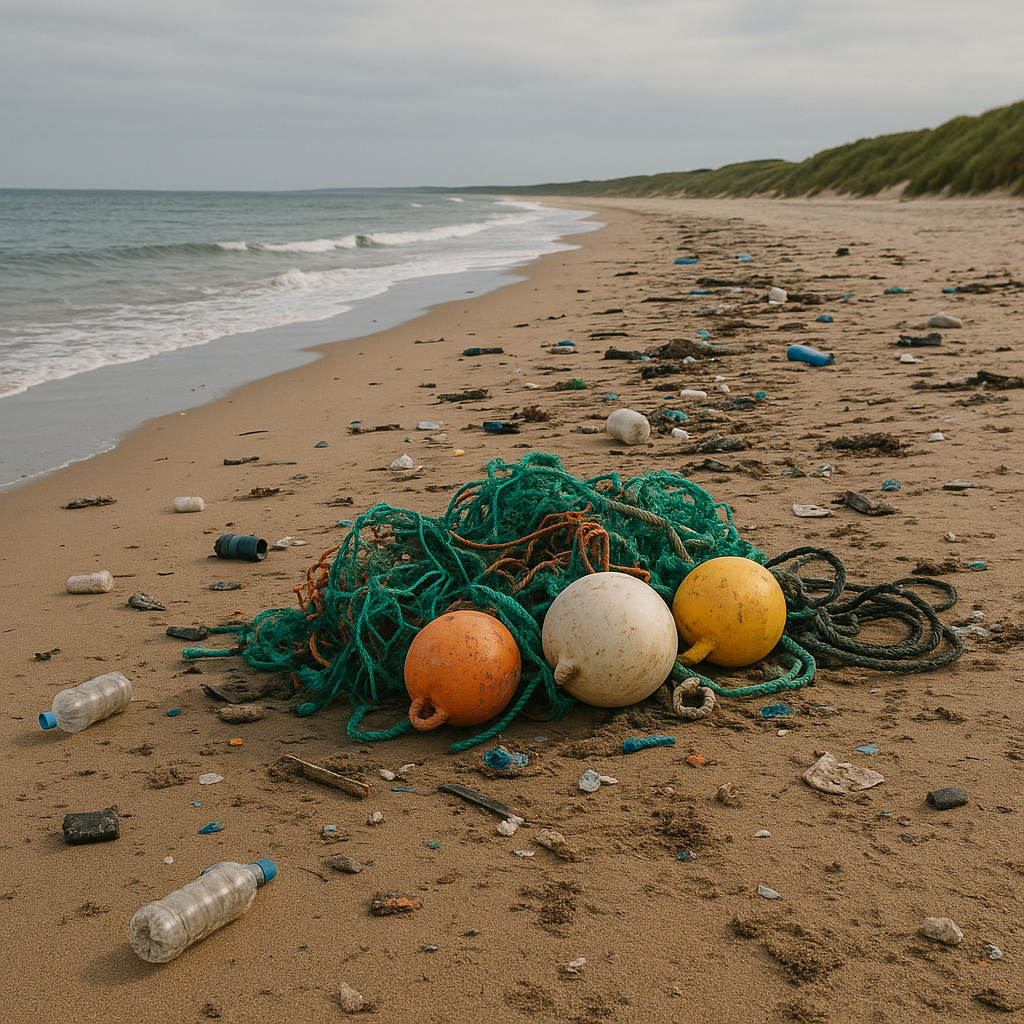 Before cleanup - polluted beach